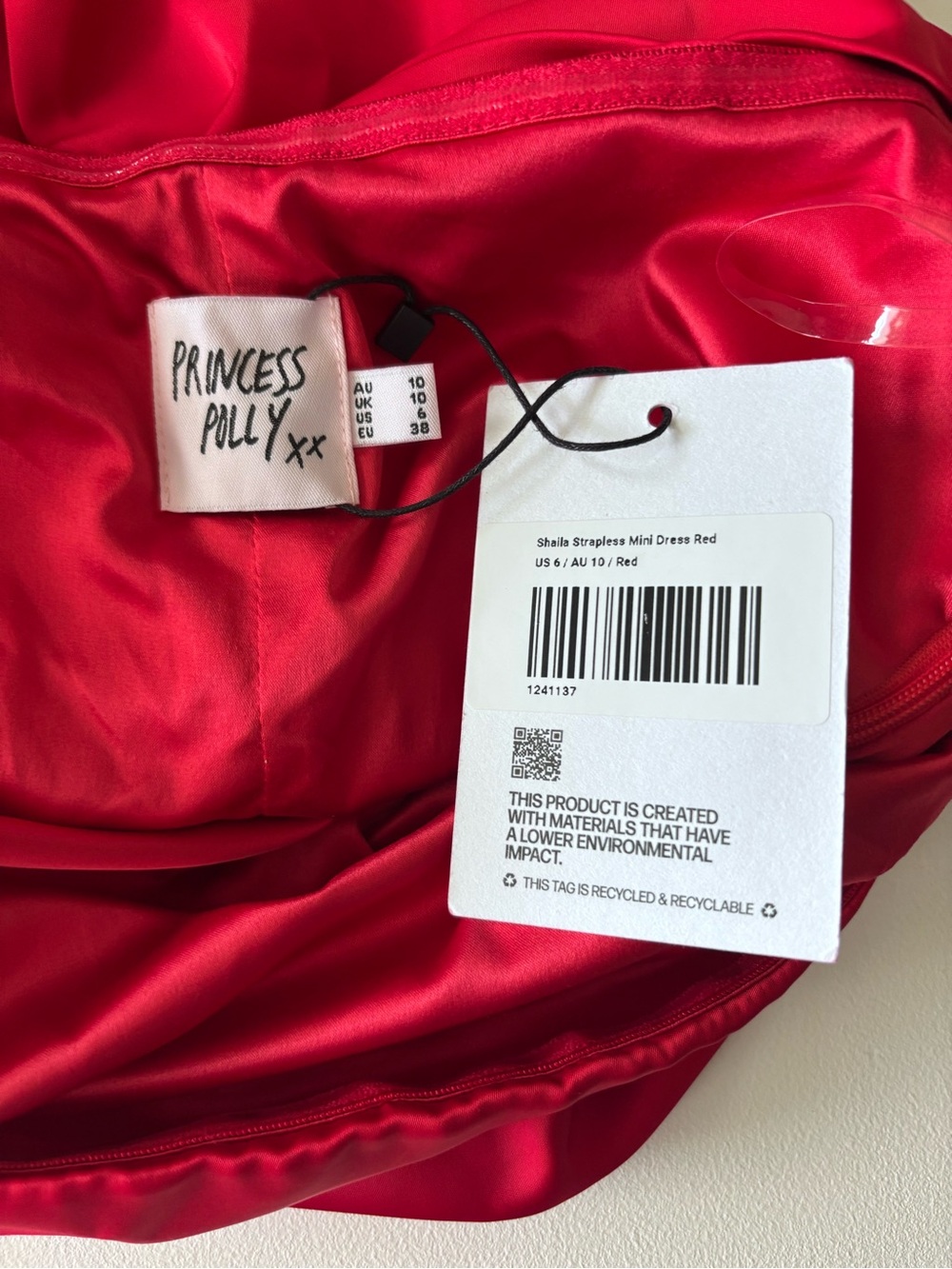 Princess Polly Red Satin Strapless Mini Dress